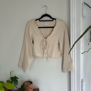 Linen Tie Front Blouse